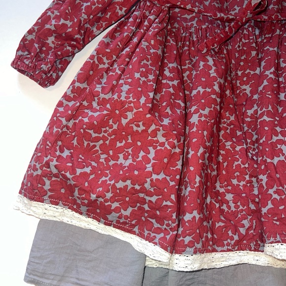 Isobella & Chloe girls size 4T burgundy shabby chic Autumn long sleeve Dress - Picture 8 of 10